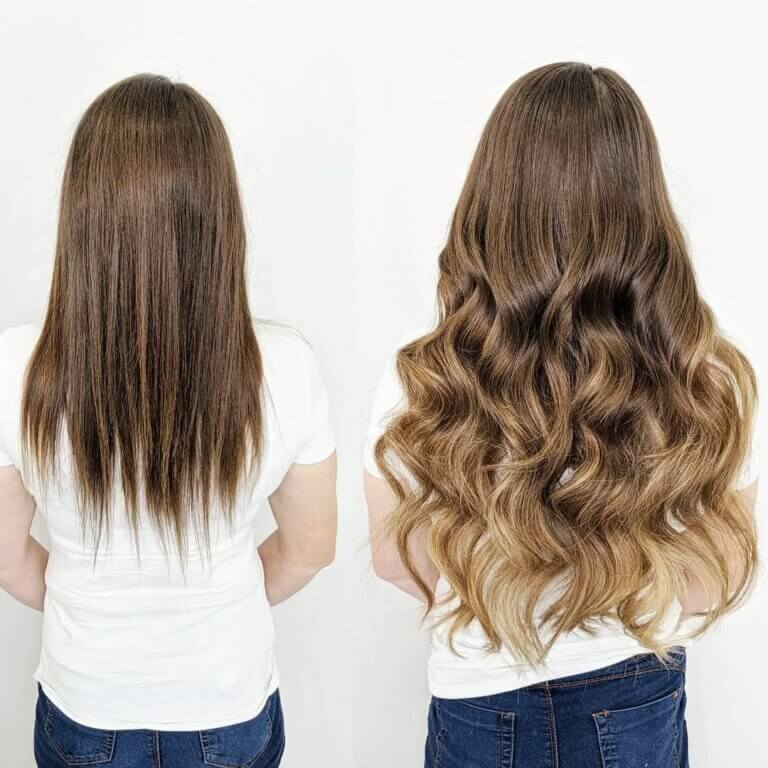 Russian Hair Extensions Before and After